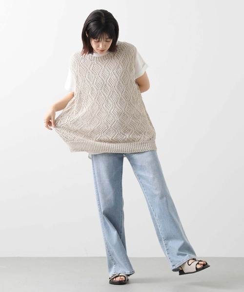 audrey and john wad(オードリーアンドジョンワッド)の「すかし柄ホールガーメントベスト(Tシャツ/カットソー・レディース・サックスブルー/オートミール・FREE)」の10枚目の写真