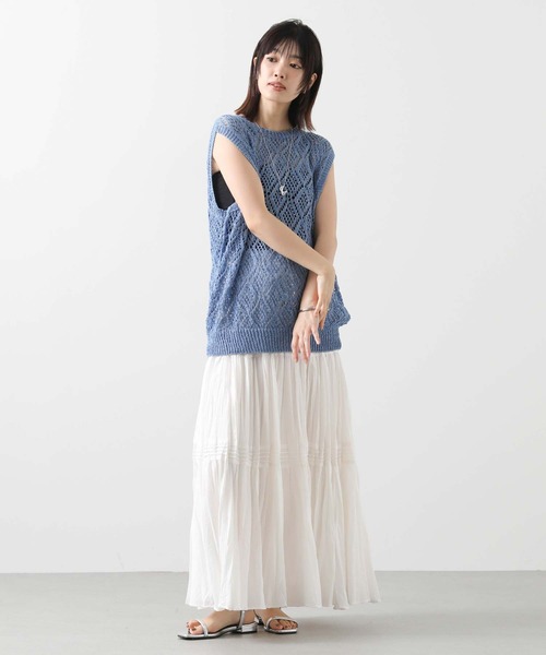 audrey and john wad(オードリーアンドジョンワッド)の「すかし柄ホールガーメントベスト(Tシャツ/カットソー・レディース・サックスブルー/オートミール・FREE)」の15枚目の写真