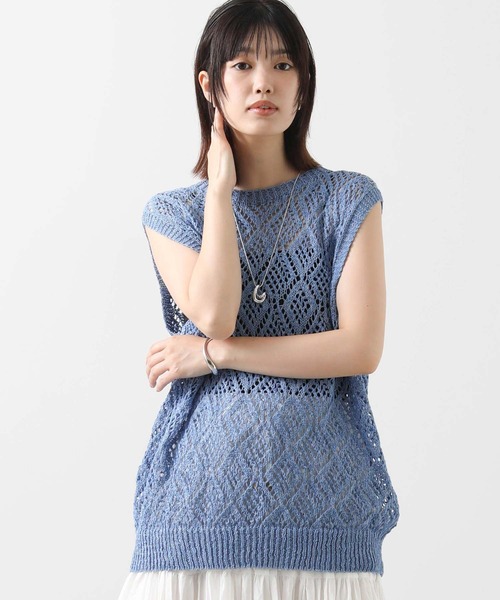 audrey and john wad(オードリーアンドジョンワッド)の「すかし柄ホールガーメントベスト(Tシャツ/カットソー・レディース・サックスブルー/オートミール・FREE)」の11枚目の写真