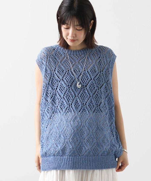 audrey and john wad(オードリーアンドジョンワッド)の「すかし柄ホールガーメントベスト(Tシャツ/カットソー・レディース・サックスブルー/オートミール・FREE)」の14枚目の写真