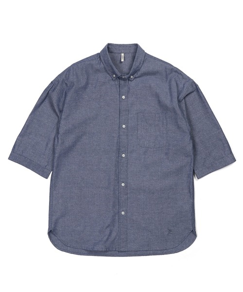 The DUFFER of ST.GEORGE(ザダファーオブセントジョージ)の「C/L CHAMBRAY 3Q SHIRT:綿麻シャンブレー 5分袖 シャツ(シャツ/ブラウス・メンズ・ブラック/ネイビー/キナリ・SMALL/MEDIUM/LARGE/X-LARGE)」の14枚目の写真