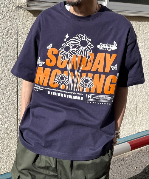 RGY(アールジーワイ)の「【RGY】SUNDAY MORNINGビッグシルエットTシャツ(Tシャツ/カットソー・メンズ・ネイビー/ホワイト/ブラック・MEDIUM/LARGE)」の3枚目の写真