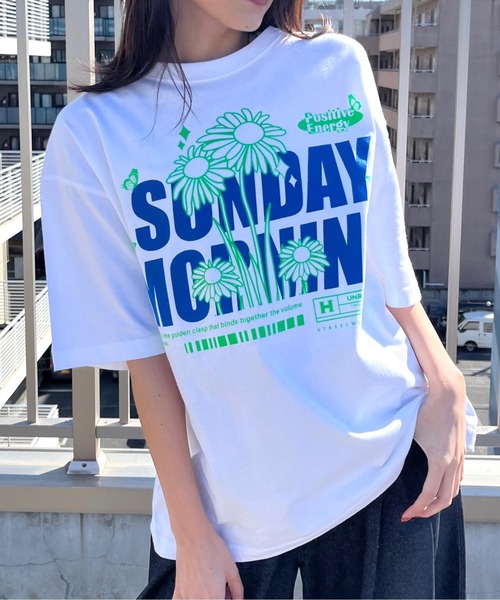 ★22-23FW新作★SUNDAYFRUITMARKET★SUNDAY RECORD TEE Bold Flower SS Tee | STUDIO SEVEN (スタジオ セブン)