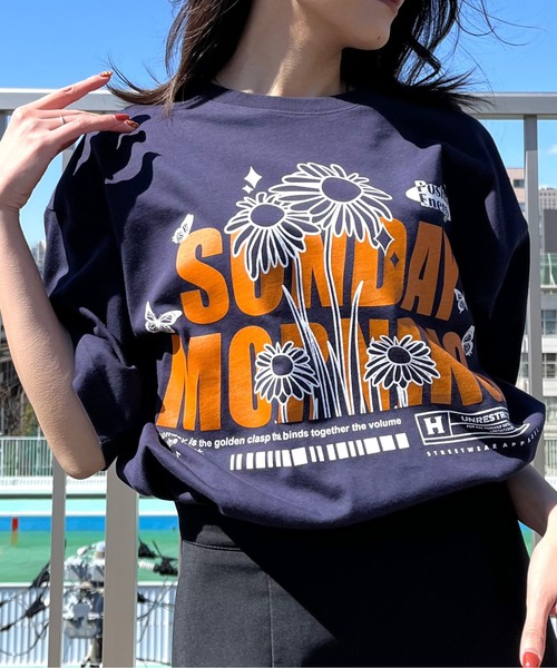 RGY(アールジーワイ)の「【RGY】SUNDAY MORNINGビッグシルエットTシャツ(Tシャツ/カットソー・メンズ・ネイビー/ホワイト/ブラック・MEDIUM/LARGE)」の7枚目の写真