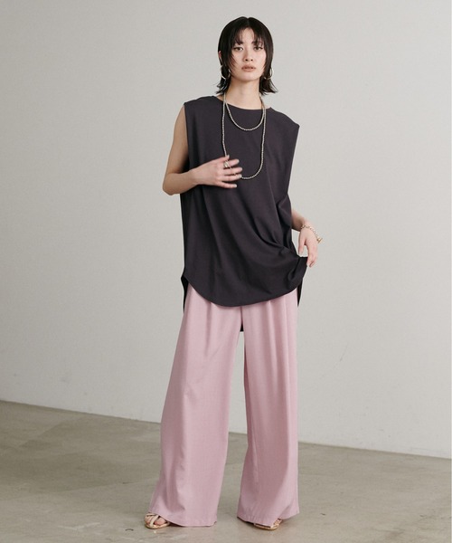 LARUTA（ラルータ）の「【LARUTA】［WEB限定］タンブラーオックス2タックパンツ（スラックス・レディース・グレイッシュベージュ/チャコールグレー/ピンク・MEDIUM）」の6枚目の写真