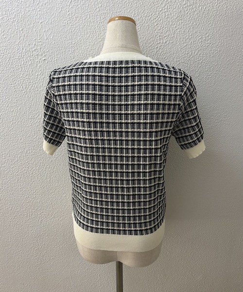 【美品】HERMÈS チェック柄 半袖ニット org.jpg