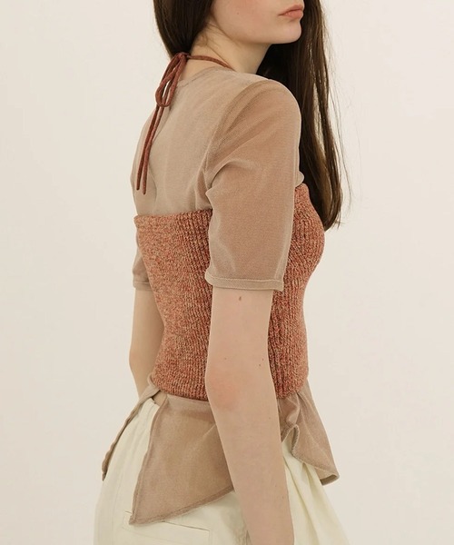 CLANE（クラネ）の「CLANE HEATHER COTTON KNIT TUBETOP 18106-2232（その他トップス・レディース・オフホワイト/オレンジ・1）」の8枚目の写真