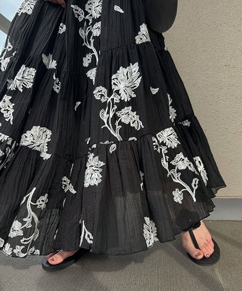 セール】embroidery cachecoeur panel tiered OP（ワンピース