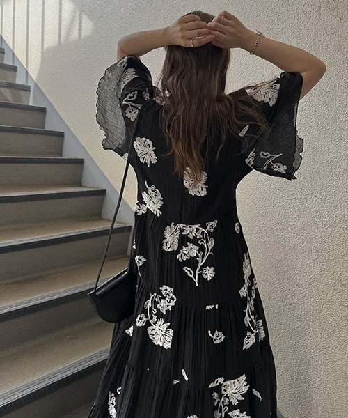 セール】embroidery cachecoeur panel tiered OP（ワンピース