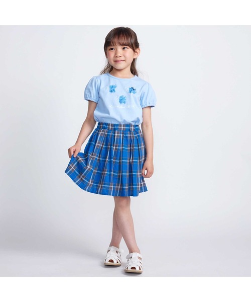 BeBe(ベベ)の「【お揃い】【神戸タータン×BeBe】チェックギャザーインナーパンツ付きスカート(90~160cm)(スカート・キッズ・ブルー系その他・120cm/150cm/130cm/140cm/110cm)」の14枚目の写真