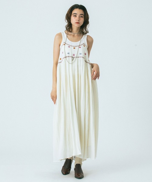 HLAADA（フラーダ）の「(HLAADA for ROSE BUD)EMBROIDERY SLIP DRESS（ワンピース・レディース・ブラック/オフホワイト・ONE SIZE）」の4枚目の写真