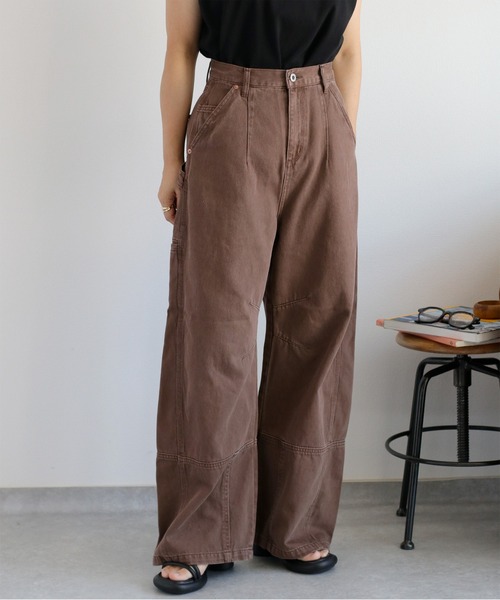 cepo（セポ）の「リメイクライク ワークデニムペインターパンツ（デニムパンツ・レディース・ブラウン/ブルー系3/チャコール・M/L/S）」の2枚目の写真