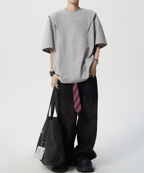 AsaAura(アサオーラ)の「半袖 ワンポイントtシャツ メンズ 夏服(Tシャツ/カットソー・メンズ・ブラック/グレー・FREE)」の4枚目の写真