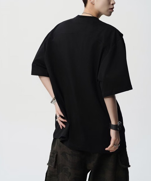 AsaAura(アサオーラ)の「半袖 ワンポイントtシャツ メンズ 夏服(Tシャツ/カットソー・メンズ・ブラック/グレー・FREE)」の7枚目の写真
