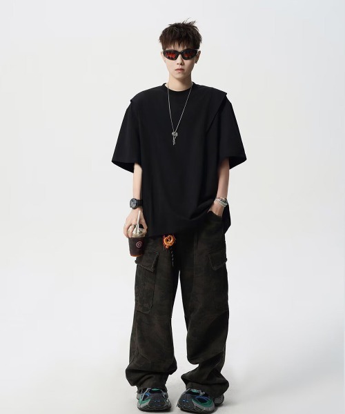 AsaAura(アサオーラ)の「半袖 ワンポイントtシャツ メンズ 夏服(Tシャツ/カットソー・メンズ・ブラック/グレー・FREE)」の8枚目の写真