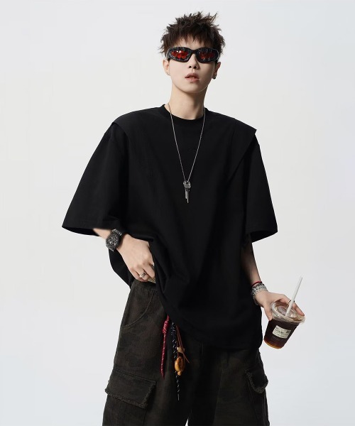 AsaAura(アサオーラ)の「半袖 ワンポイントtシャツ メンズ 夏服(Tシャツ/カットソー・メンズ・ブラック/グレー・FREE)」の12枚目の写真