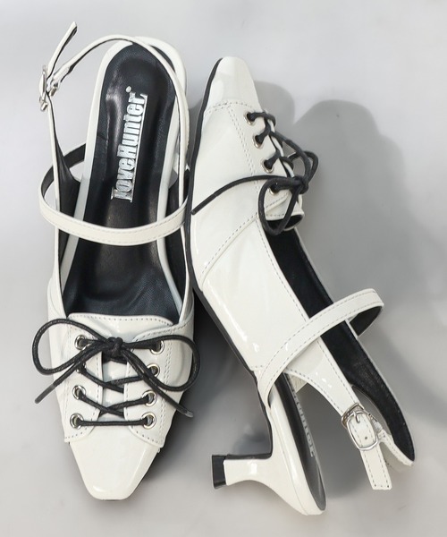 LOVEHUNTER（ラブハンター）の「LOVEHUNTER/スクエアトゥ スリングバック レースアップ パンプス(2241)（パンプス・レディース・シルバー/ブラック/ホワイト・S/M/L/LL）」の9枚目の写真