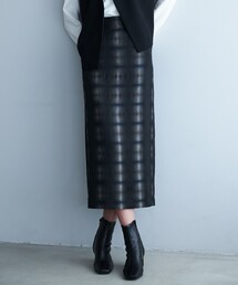 シャイニーオンブレーチェック ストレートスカート