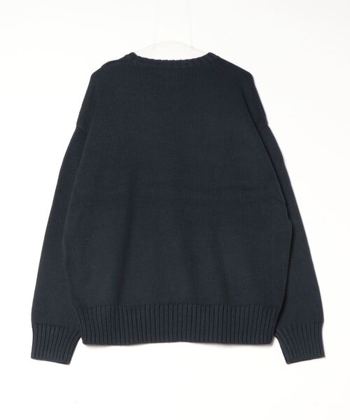 ビッグ フィット ロゴインターシャ コットン セーター（ニット