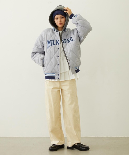 SATIN LOGO PATCH QUILTED JACKET（スタジャン）｜MILKFED