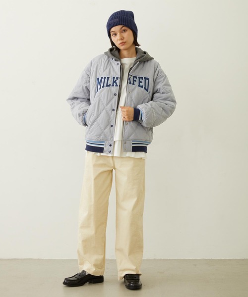 SATIN LOGO PATCH QUILTED JACKET（スタジャン）｜MILKFED