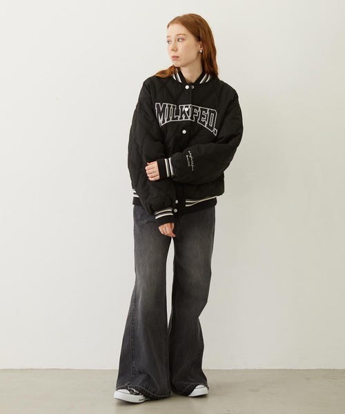 MILKFED. フード付きジャケット Sサイズ SATIN LOGO PATCH QUILTED JACKET（スタジャン）｜MILKFED