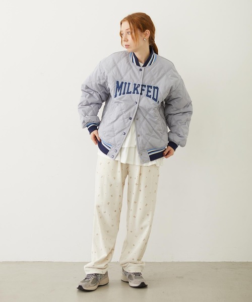 SATIN LOGO PATCH QUILTED JACKET（スタジャン）｜MILKFED