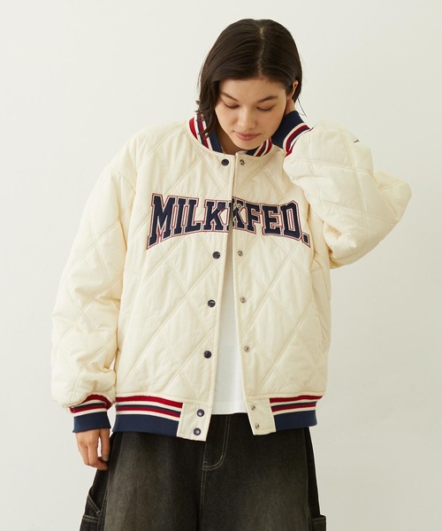MILKFED.（ミルクフェド）の「SATIN LOGO PATCH QUILTED JACKET