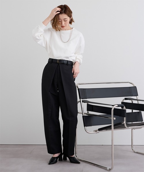 UR'S（ユアーズ）の「ベーシックロングTシャツ（Tシャツ/カットソー・レディース・ブラック/グレー/ホワイト/ダークネイビー・S/M/L）」の22枚目の写真