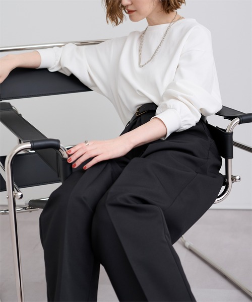 UR'S（ユアーズ）の「ベーシックロングTシャツ（Tシャツ/カットソー・レディース・ブラック/グレー/ホワイト/ダークネイビー・S/M/L）」の21枚目の写真