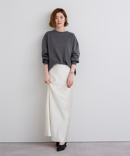 UR'S（ユアーズ）の「ベーシックロングTシャツ（Tシャツ/カットソー・レディース・ブラック/グレー/ホワイト/ダークネイビー・S/M/L）」の18枚目の写真