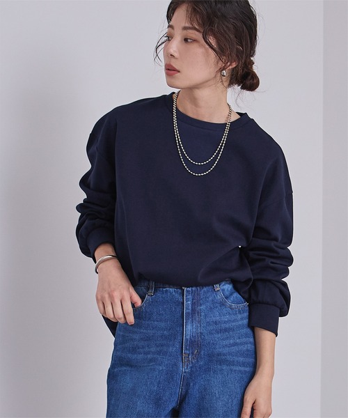 UR'S（ユアーズ）の「ベーシックロングTシャツ（Tシャツ/カットソー・レディース・ブラック/グレー/ホワイト/ダークネイビー・S/M/L）」の7枚目の写真