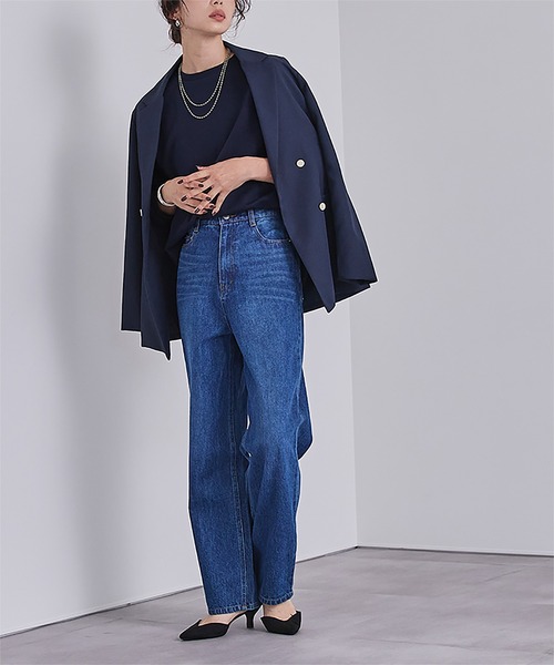 UR'S（ユアーズ）の「ベーシックロングTシャツ（Tシャツ/カットソー・レディース・ブラック/グレー/ホワイト/ダークネイビー・S/M/L）」の9枚目の写真