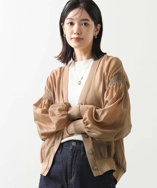 Gready Brilliant（グレディブリリアン）の「シアーシャーリングＶネックカーディガン（カーディガン/ボレロ・レディース・キャメル/ブラック・FREE）」の15枚目の写真