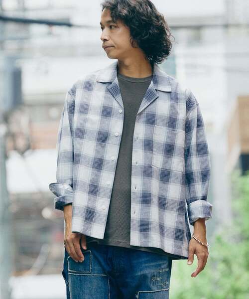 FIVE BROTHER（ファイブブラザー）の「FIVE BROTHER /ファイブブラザー 別注 オンブレチェック シャツ（シャツ/ブラウス・メンズ・ブラック/ブラウン/ネイビー・MEDIUM/LARGE）」の19枚目の写真