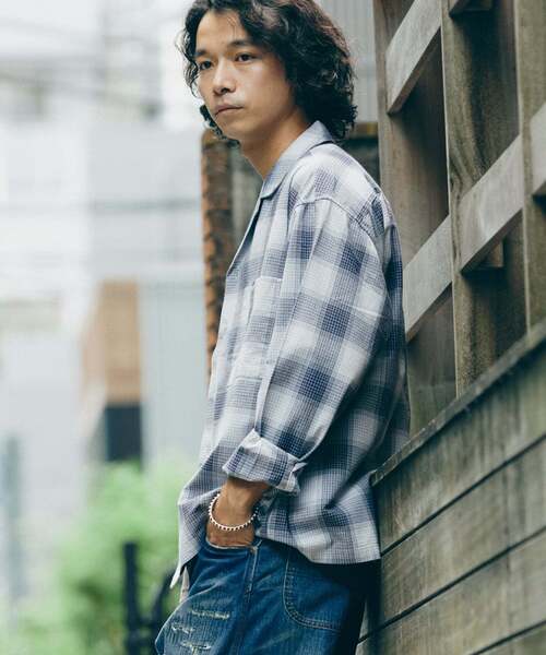 FIVE BROTHER（ファイブブラザー）の「FIVE BROTHER /ファイブブラザー 別注 オンブレチェック シャツ（シャツ/ブラウス・メンズ・ブラック/ブラウン/ネイビー・MEDIUM/LARGE）」の20枚目の写真