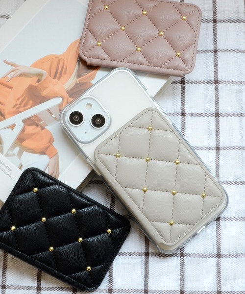 CECIL McBEE（セシルマクビー）の「セシルマクビー マグセーフ対応 カードケース [キルティング]（スマホグッズ・レディース・ベージュ/モカ/ブラック/スモークピンク/グレー・ONE SIZE）」の4枚目の写真