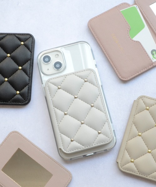 CECIL McBEE（セシルマクビー）の「セシルマクビー マグセーフ対応 カードケース [キルティング]（スマホグッズ・レディース・ベージュ/モカ/ブラック/スモークピンク/グレー・ONE SIZE）」の2枚目の写真