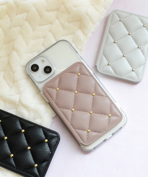 CECIL McBEE（セシルマクビー）の「セシルマクビー マグセーフ対応 カードケース [キルティング]（スマホグッズ・レディース・ベージュ/モカ/ブラック/スモークピンク/グレー・ONE SIZE）」の5枚目の写真