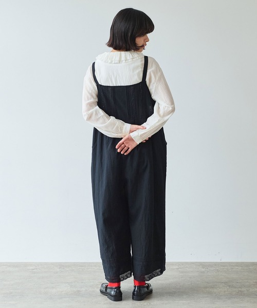 bulle de savon（ビュルデサボン）の「《early spring》lace patchwork サロペット（サロペット/オーバーオール・レディース・ブラック/ホワイト・FREE）」の8枚目の写真