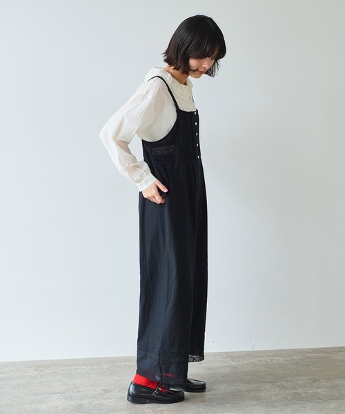 bulle de savon（ビュルデサボン）の「《early spring》lace patchwork サロペット（サロペット/オーバーオール・レディース・ブラック/ホワイト・FREE）」の9枚目の写真