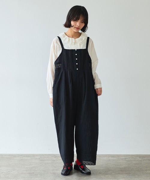 bulle de savon（ビュルデサボン）の「《early spring》lace patchwork サロペット（サロペット/オーバーオール・レディース・ブラック/ホワイト・FREE）」の11枚目の写真