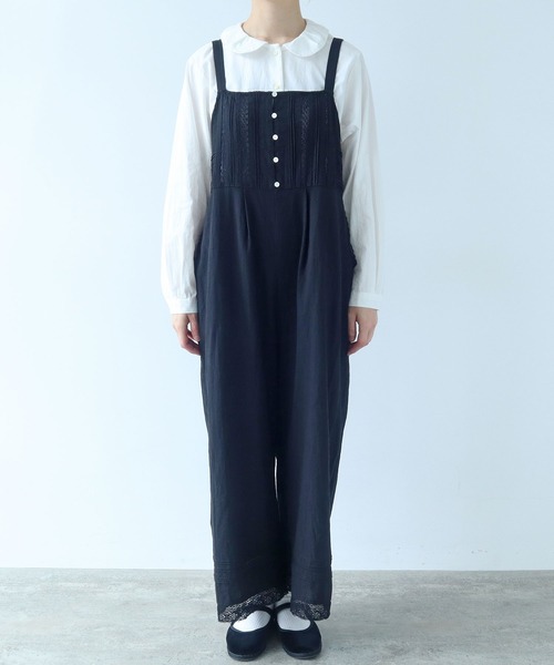 bulle de savon（ビュルデサボン）の「《early spring》lace patchwork サロペット（サロペット/オーバーオール・レディース・ブラック/ホワイト・FREE）」の13枚目の写真