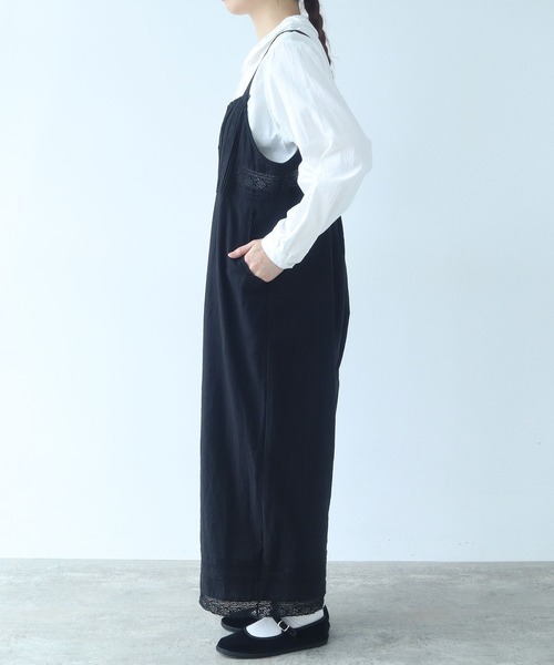 bulle de savon（ビュルデサボン）の「《early spring》lace patchwork サロペット（サロペット/オーバーオール・レディース・ブラック/ホワイト・FREE）」の14枚目の写真