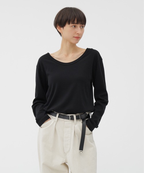 MHL.(エムエイチエル)の「DRY BASIC JERSEY TOP(Tシャツ/カットソー・レディース・ブラック/ホワイト・2)」の1枚目の写真