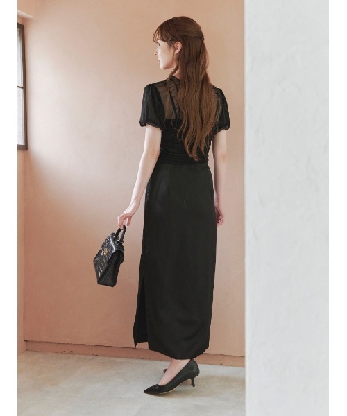 Stylevoice for xxx（スタイルヴォイスフォー）の「＜木村りかこさんコラボ＞シアーギャザーパフトップス＆ハイネックカットソーセット（Tシャツ/カットソー・レディース・ベージュ/ブラック/ホワイト・F）」の18枚目の写真