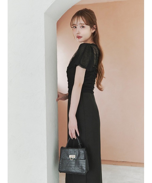 Stylevoice for xxx（スタイルヴォイスフォー）の「＜木村りかこさんコラボ＞シアーギャザーパフトップス＆ハイネックカットソーセット（Tシャツ/カットソー・レディース・ベージュ/ブラック/ホワイト・F）」の21枚目の写真