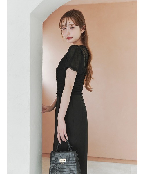 Stylevoice for xxx（スタイルヴォイスフォー）の「＜木村りかこさんコラボ＞シアーギャザーパフトップス＆ハイネックカットソーセット（Tシャツ/カットソー・レディース・ベージュ/ブラック/ホワイト・F）」の22枚目の写真