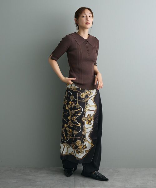 CRAFT STANDARD BOUTIQUE（クラフトスタンダードブティック）の「半袖2WAYリブニットポロシャツ（ニット/セーター・レディース・グレー/ベージュ/ブラウン/グリーン・FREE）」の16枚目の写真