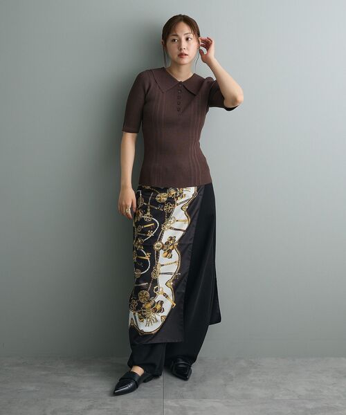 CRAFT STANDARD BOUTIQUE（クラフトスタンダードブティック）の「半袖2WAYリブニットポロシャツ（ニット/セーター・レディース・グレー/ベージュ/ブラウン/グリーン・FREE）」の17枚目の写真